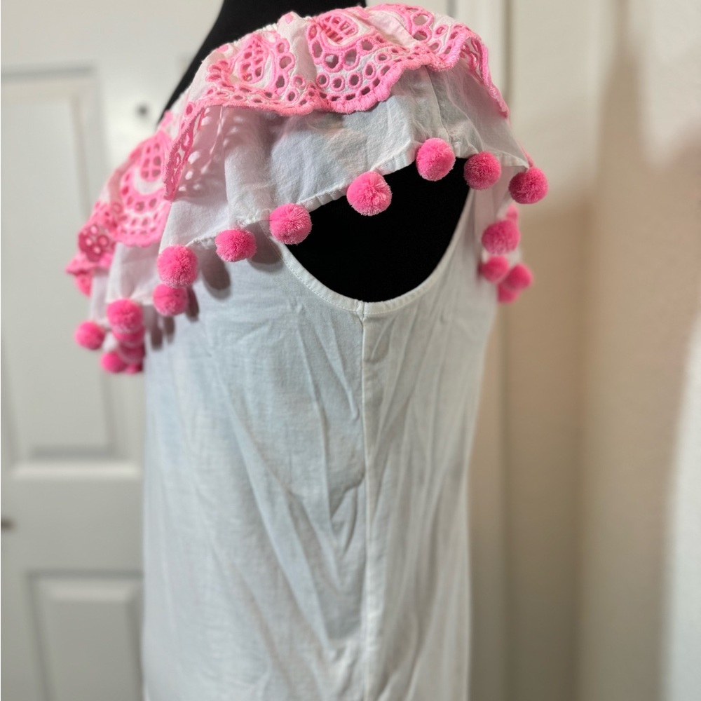Lilly Pulitzer Pink and White Off-Shoulder Women's Top - Picture 5 of 6